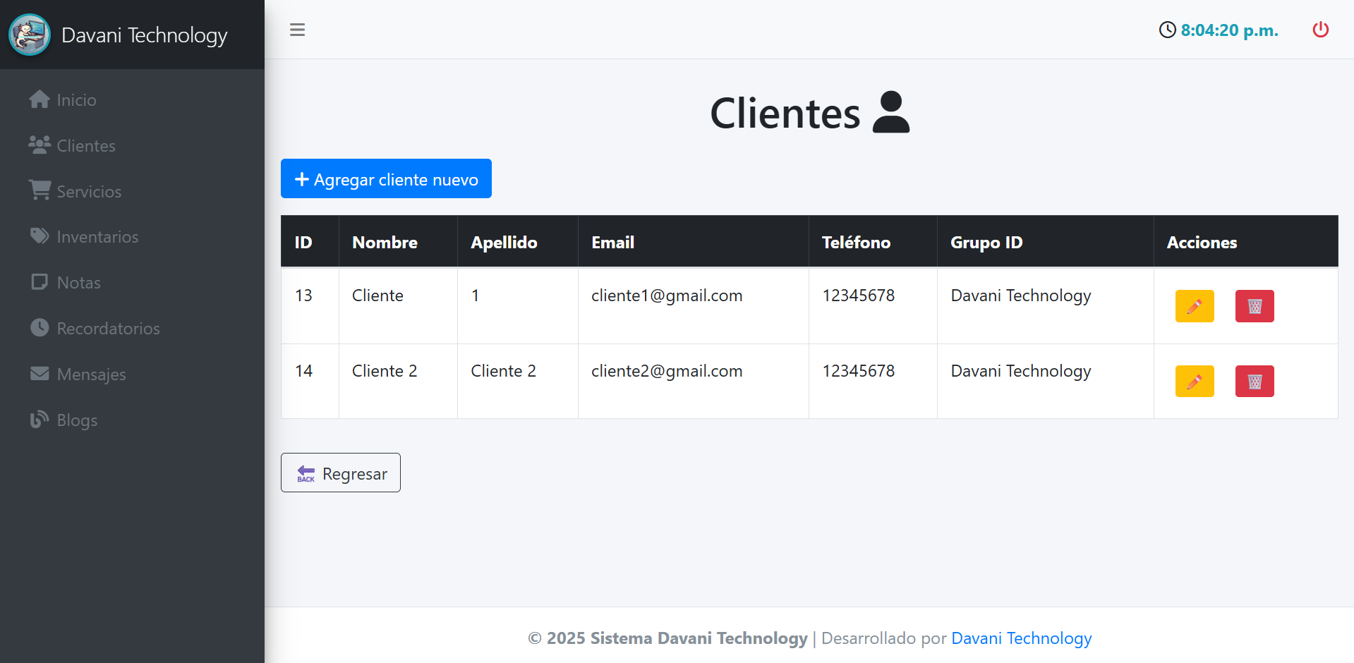 Gestión de Clientes