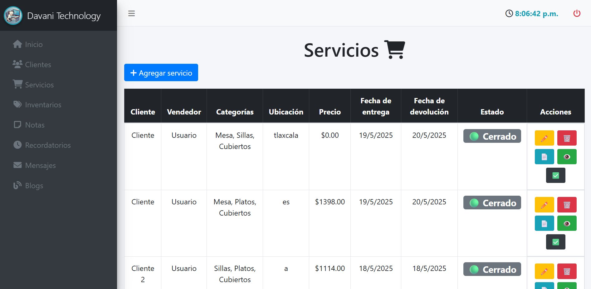 Gestión de Servicios